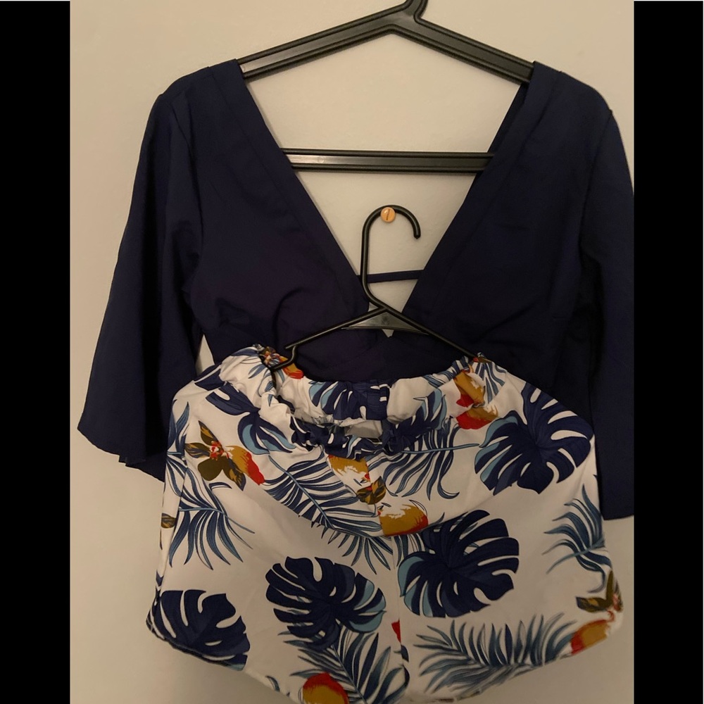 Crop top and Hawaiian pant set